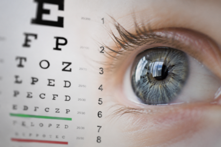 eye and white snellen chart